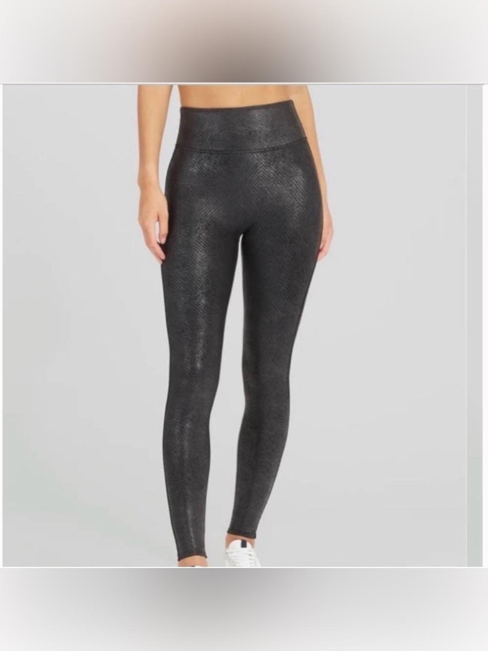 SPANX Faux Leather Leggings Textured Matte High Waisted Black Size XL B14